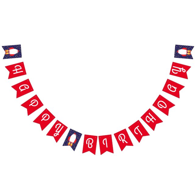 Space Rocket Star Ship Happy Birthday Banner (All)