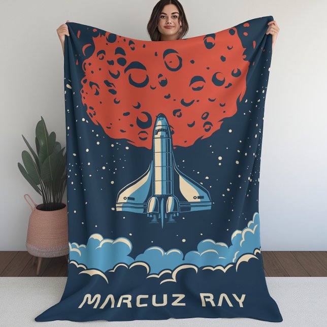 Space Rocket to Red Planet Custom Blanket for Boys (Space Rocket to Red Planet Custom Blanket for Boys)