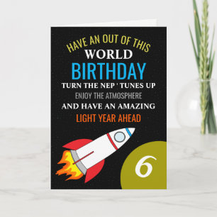 Space Rocket to the Moon Children's Birthday Card