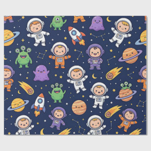 Space Rocket Wrapping Paper – Cute Astronaut