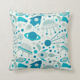 Space Rockets Planets Kids Throw Pillow