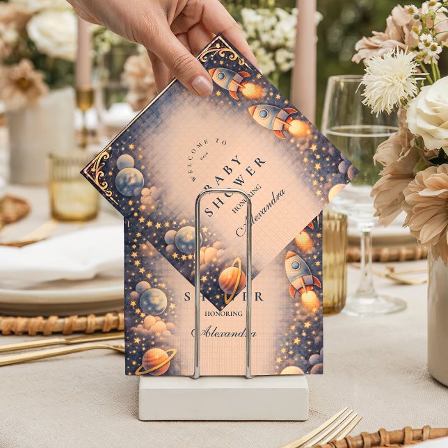 Space Rockets Stars Baby Shower Napkin (Creator Uploaded)