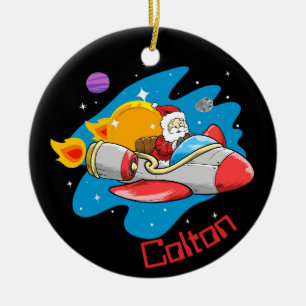 Space Santa  Ceramic Ornament