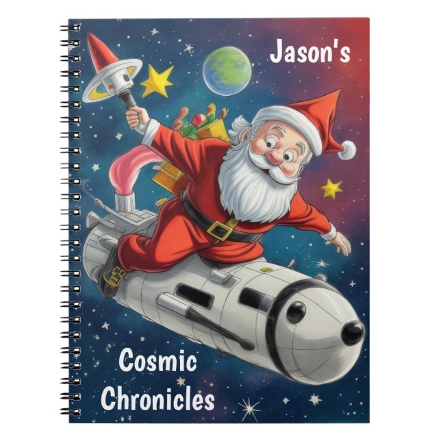 Space Santa Claus Personalized Notebook (Front)