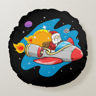 Space Santa Round Pillow