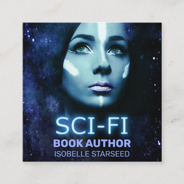 Space Sci-fi Book Author Square Business Card (Front)