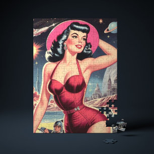 Space Sci-fi Pin-up Jigsaw Puzzle
