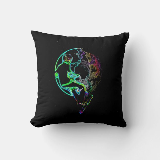 Space Scooting - Flying Scooter Boy Throw Pillow (Front)