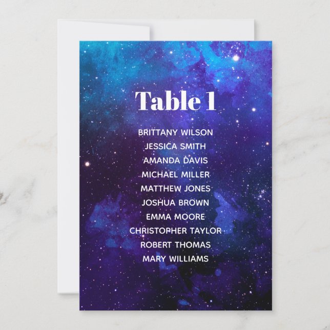 Space seating chart. Night stars. Navy wedding Invitation (Front)
