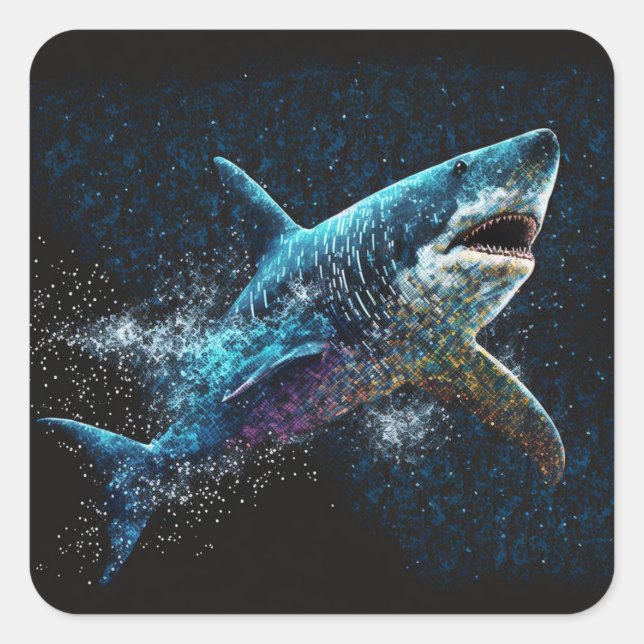 Space Shark Square Sticker (Front)