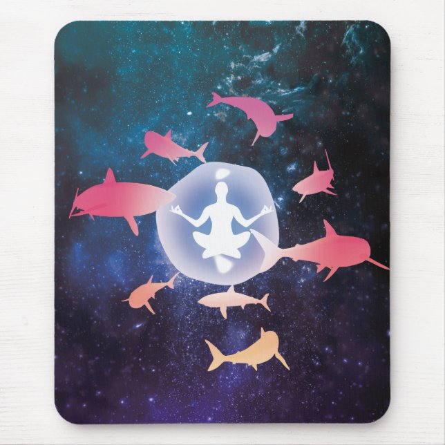 Space Sharks and Meditation Art Mouse Pad (Front)