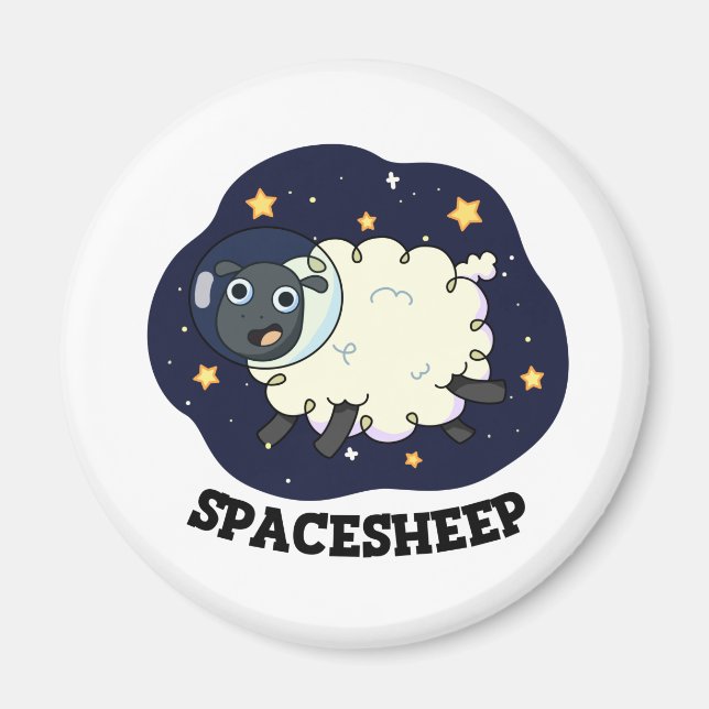 Space Sheep Cute Astronaut Sheep Pun Magnet (Front)