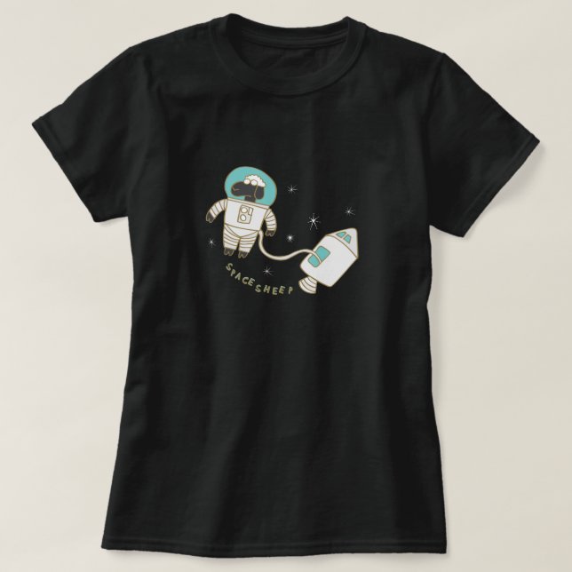 Space Sheep Funny Word Pun T-Shirt (Design Front)