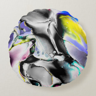 Space. Shiny White Background. Smoke Slate Picture Round Pillow