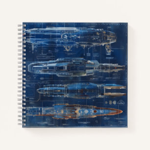 Space Ship Blueprint Notebook