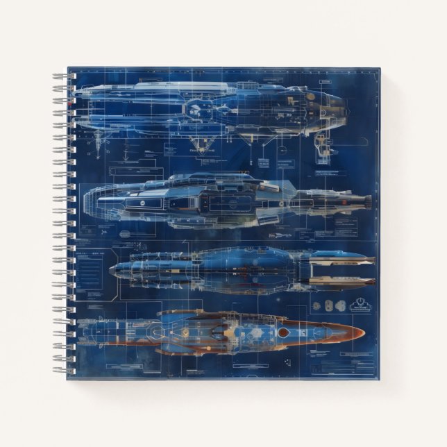 Space Ship Blueprint Notebook (Front)