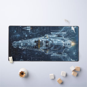 Space Ship Blueprint Sci-Fi Desk Mat