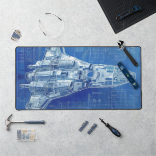 Space Ship Bueprint Desk Mat