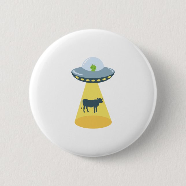 Space Ship & Cow 2 Inch Round Button (Front)
