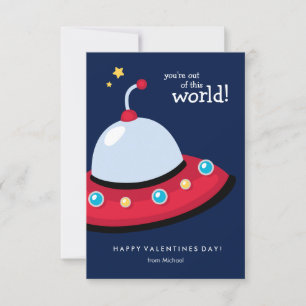 Space Ship Out of this World School Valentines Invitation