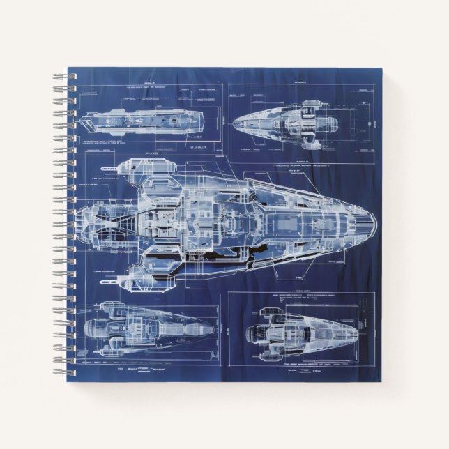 Space Ship Sci-Fi Diagram Notebook (Front)