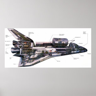 Space Shutle Orbiter Cutaway Illustration Huge Can Poster