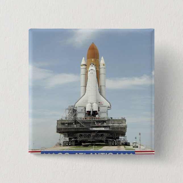 Space shuttle Atlantis 2 2 Inch Square Button (Front)