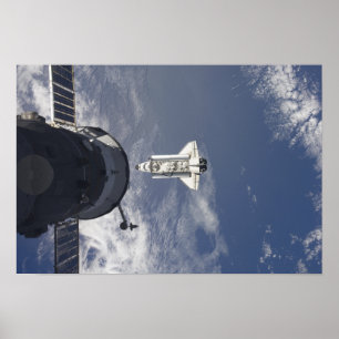 Space Shuttle Atlantis and a Russian spacecraft Poster
