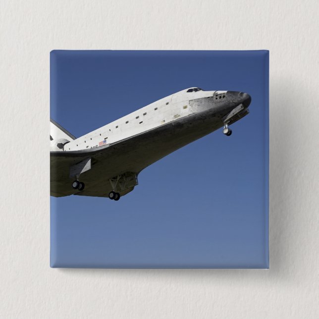 Space shuttle Atlantis approaching Runway 33 2 Inch Square Button (Front)