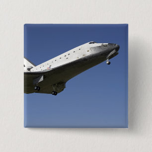Space shuttle Atlantis approaching Runway 33 2 Inch Square Button