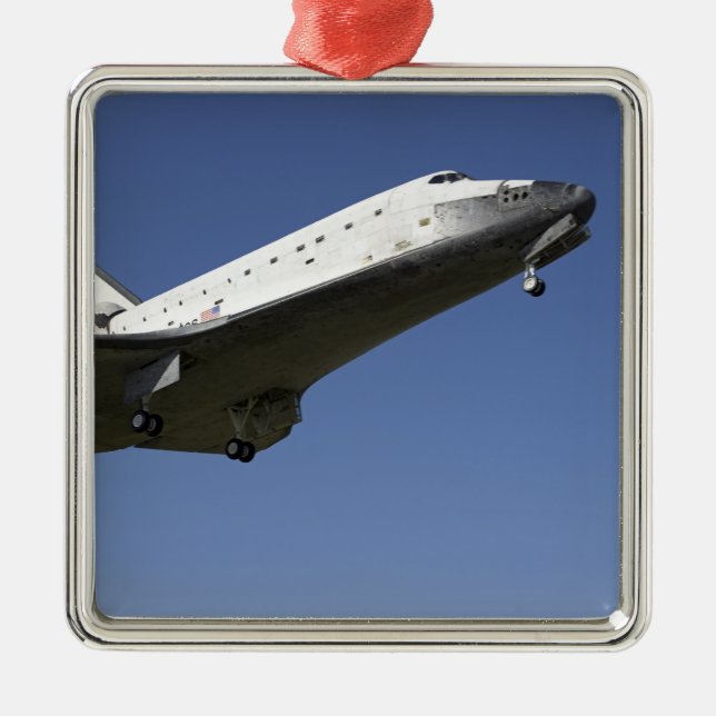 Space shuttle Atlantis approaching Runway 33 2 Metal Ornament (Front)