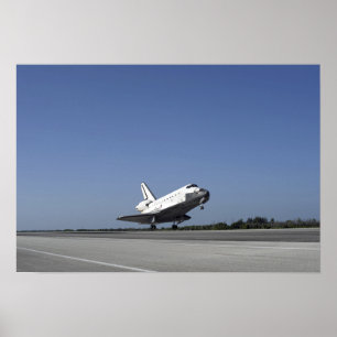Space shuttle Atlantis approaching Runway 33 Poster