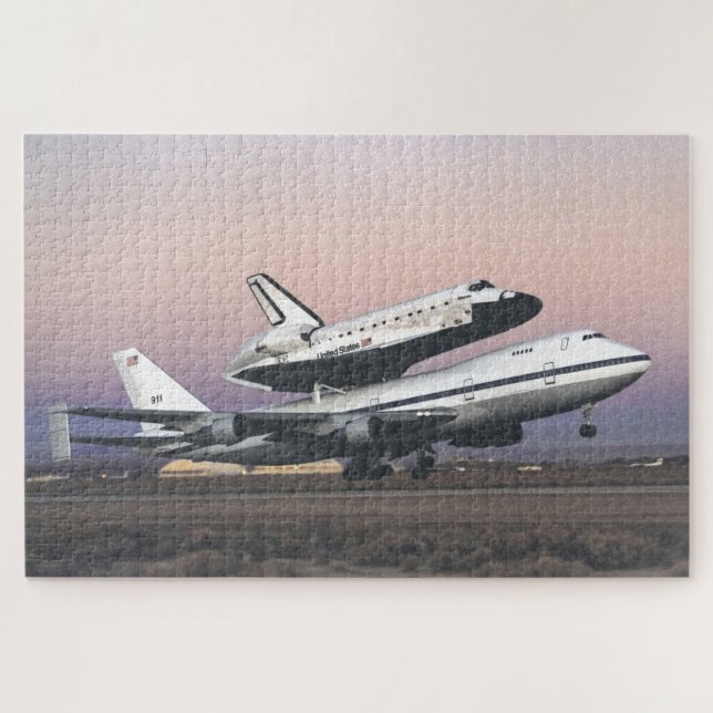 Space Shuttle Atlantis Atop Nasa's 747 Jigsaw Puzzle (Horizontal)