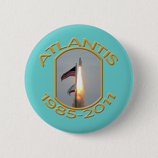 Space Shuttle Atlantis Final Lift Off Photo 2 Inch Round Button (Front)