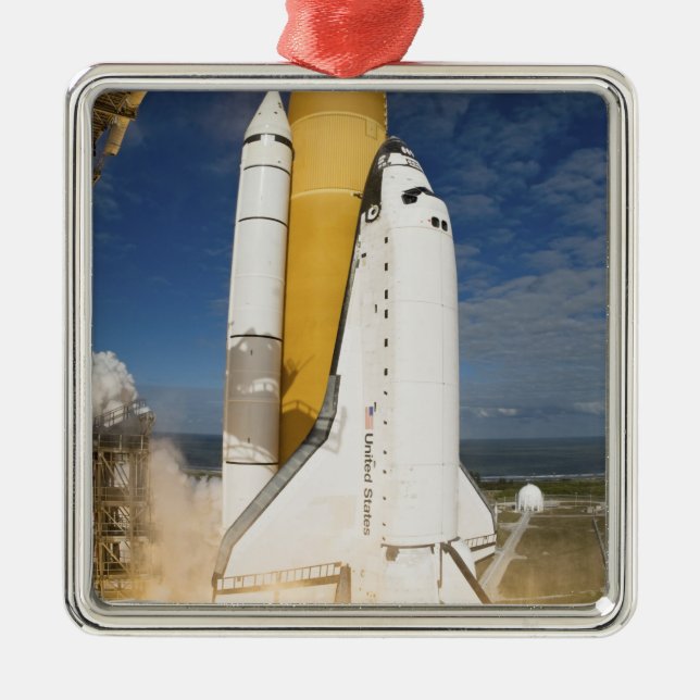 Space Shuttle Atlantis lifts off 12 Metal Ornament (Front)