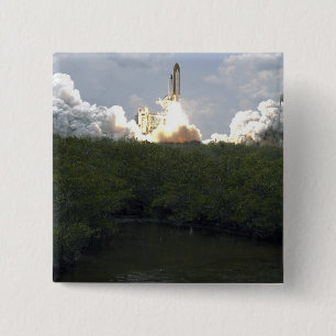 Space Shuttle Atlantis lifts off 13 2 Inch Square Button
