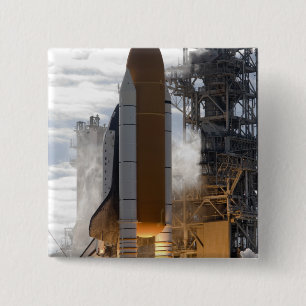 Space Shuttle Atlantis lifts off 15 2 Inch Square Button