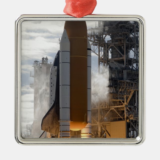 Space Shuttle Atlantis lifts off 15 Metal Ornament (Front)