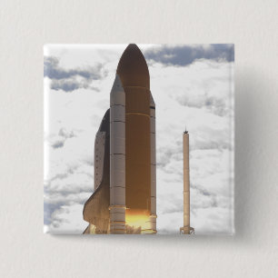 Space Shuttle Atlantis lifts off 16 2 Inch Square Button