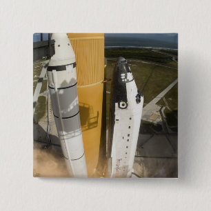 Space Shuttle Atlantis lifts off 17 2 Inch Square Button