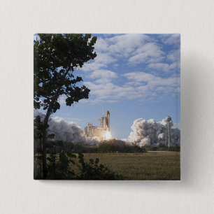 Space Shuttle Atlantis lifts off 18 2 Inch Square Button