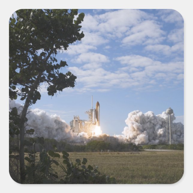 Space Shuttle Atlantis lifts off 18 Square Sticker (Front)