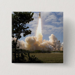 Space Shuttle Atlantis lifts off 19 2 Inch Square Button