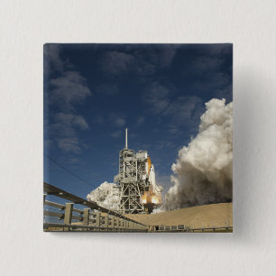 Space Shuttle Atlantis lifts off 20 2 Inch Square Button