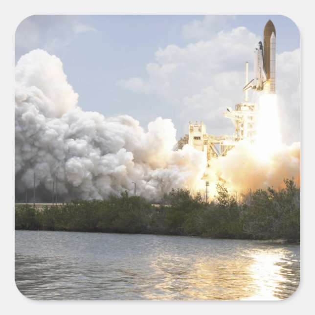 Space Shuttle Atlantis lifts off 22 Square Sticker (Front)