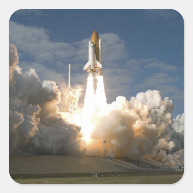 Space Shuttle Atlantis lifts off 24 Square Sticker (Front)