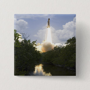 Space Shuttle Atlantis lifts off 26 2 Inch Square Button