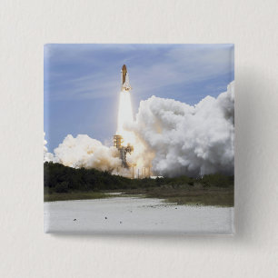 Space Shuttle Atlantis lifts off 28 2 Inch Square Button