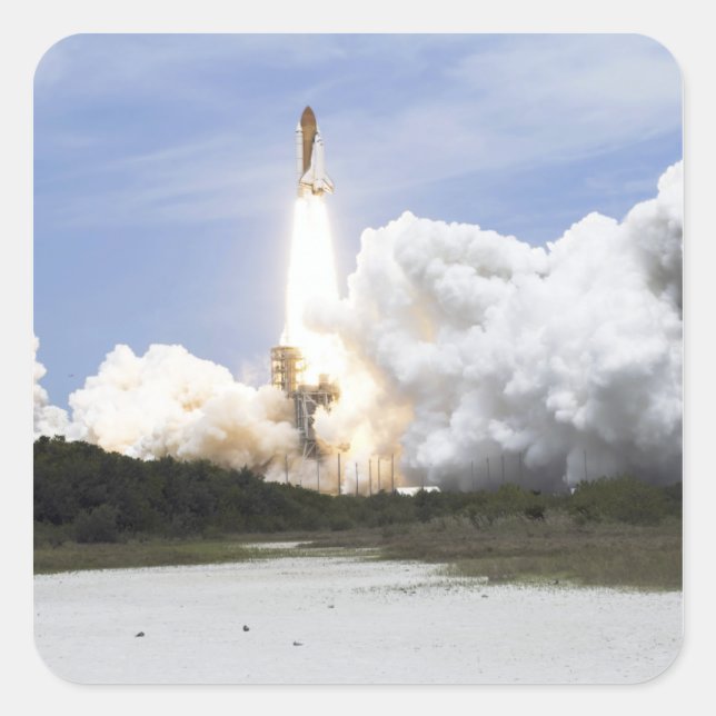 Space Shuttle Atlantis lifts off 28 Square Sticker (Front)