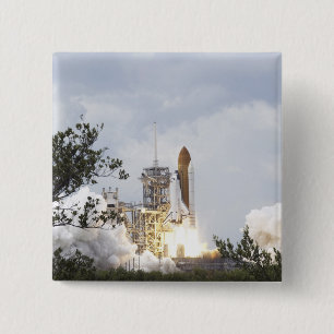Space Shuttle Atlantis lifts off 3 2 Inch Square Button